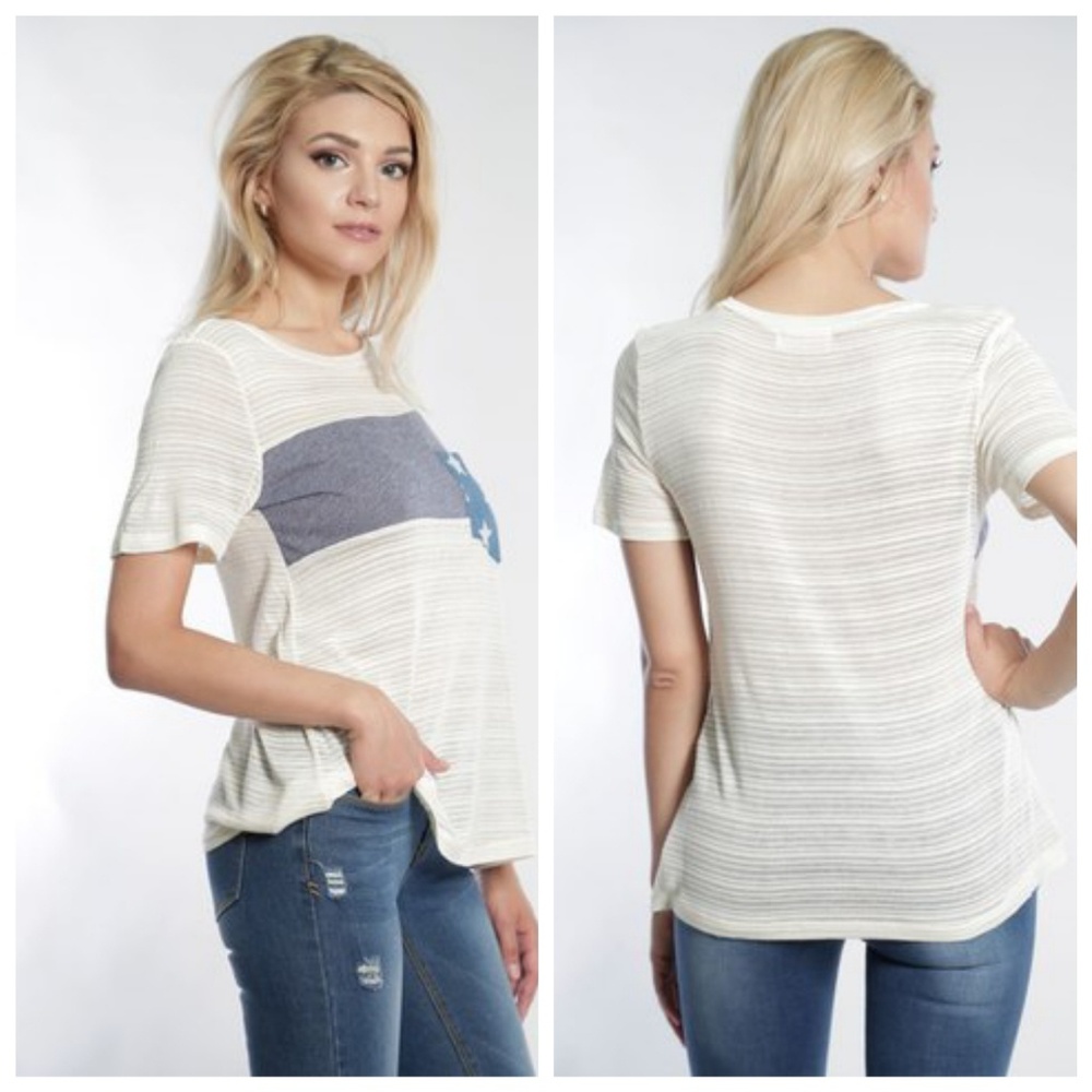 Pocketed Stars Cute White and Blue Tee